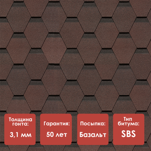 Гибкая черепица Docke PIE PREMIUM ШЕФФИЛД Зрелый каштан