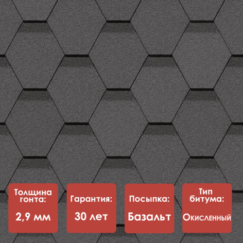 Гибкая черепица Docke PIE STANDARD СОТА Серый