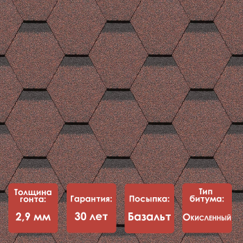 Гибкая черепица Döcke PIE STANDARD/ СОТА/ Красный