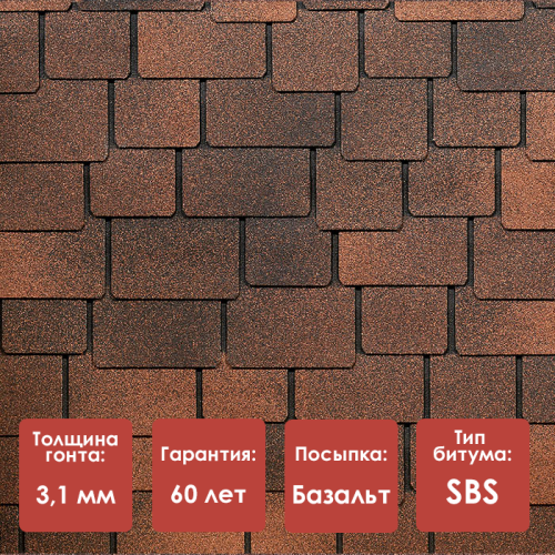 Гибкая черепица Docke PIE LUX САППОРО Кофе