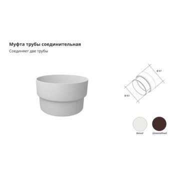 Муфта трубы соединительная ПВХ Grand Line стандарт белая