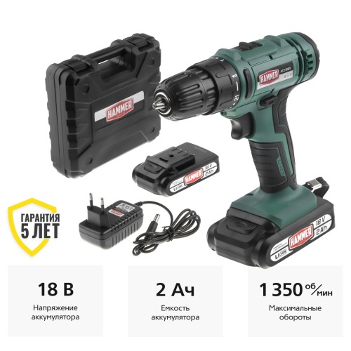 Дрель-шуруповерт аккумуляторная Hammer ACD18BS