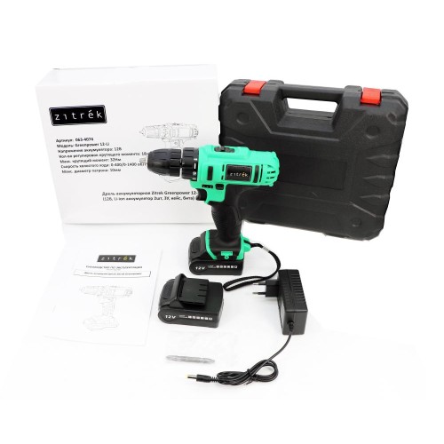 Дрель-шуруповерт аккумуляторная Zitrek Greenpower 12-Li