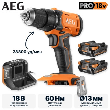 Дрель-шуруповерт ударная аккумуляторная AEG BSB18G4-202C