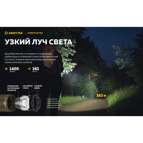 Фонарь Armytek Dobermann Pro Magnet USB Olive Теплый