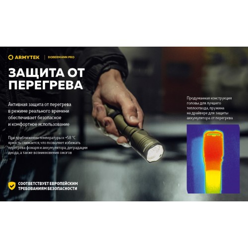 Фонарь Armytek Dobermann Pro Magnet USB Olive Теплый