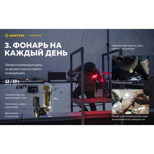 Фонарь Armytek Zippy WR Extended Set Серый