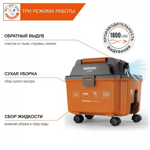 Пылесос строительный аккумуляторный DAEWOO DAVC 1621Li SET