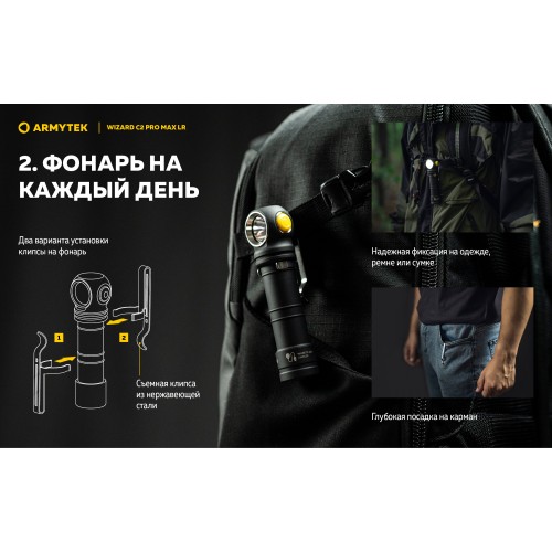 Фонарь Armytek Wizard C2 Pro Max Magnet USB LR
