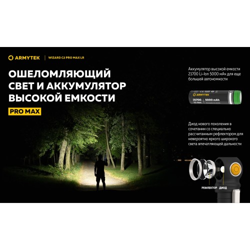 Фонарь Armytek Wizard C2 Pro Max Magnet USB LR