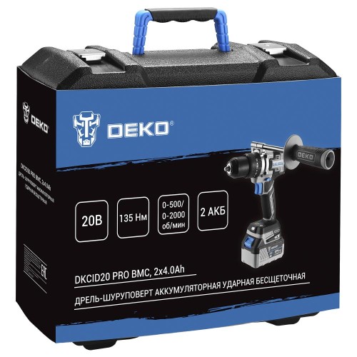 Дрель-шуруповерт ударная аккумуляторная DEKO DKCID20 PRO