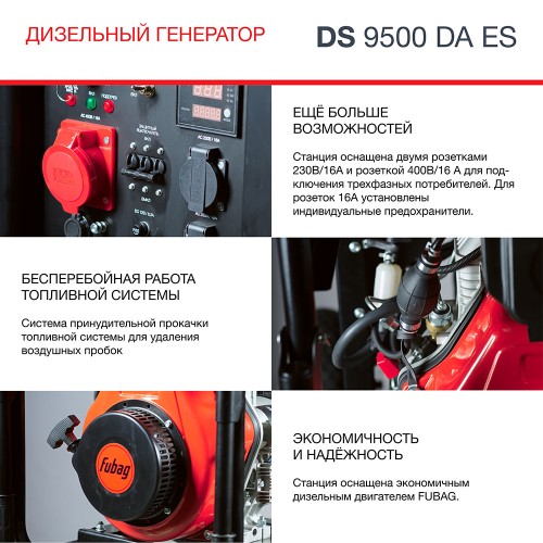 Генератор дизельный FUBAG DS 9500 DA ES с электростартером и коннектором автоматики