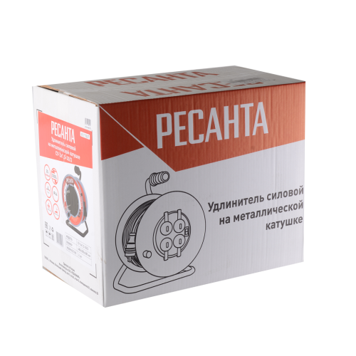 Удлинитель силовой на металлической катушке Ресанта, СУ-3х1,5-30/3