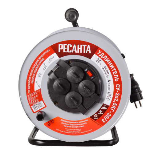 Удлинитель силовой на металлической катушке Ресанта СУ-3х2,5КГ-30/3