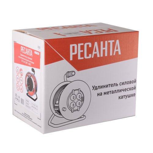 Удлинитель силовой на металлической катушке Ресанта СУ-3х2,5КГ-30/3