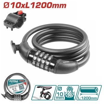 Замок велосипедный 10X1200 мм TOTAL TBK21012