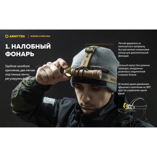 Фонарь Armytek Wizard C2 Pro Max Sand Белый