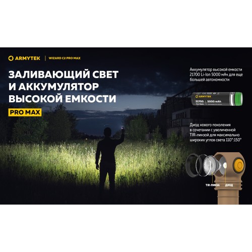 Фонарь Armytek Wizard C2 Pro Max Sand Белый