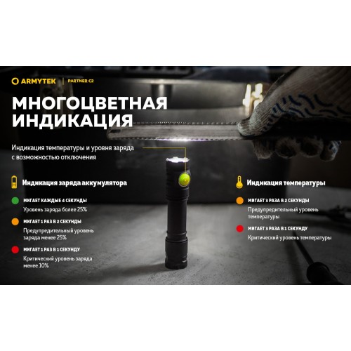 Фонарь Armytek Partner C2 Magnet USB Теплый