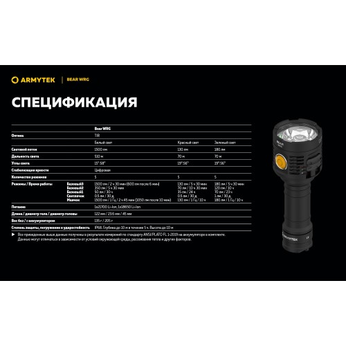 Фонарь Armytek Bear WRG