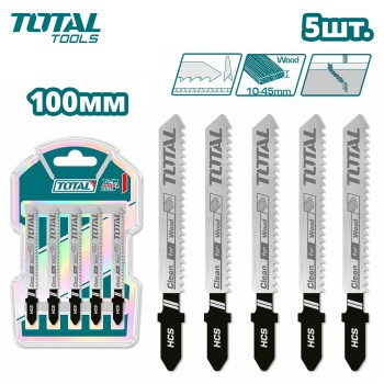 Пилка для лобзика 100мм по дереву TOTAL TJSBT101D (5 шт)