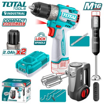Дрель-шуруповерт с миксером и блендером TOTAL TCKLI1638