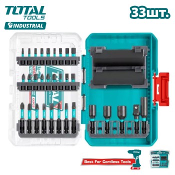 Набор ударных бит и головок TOTAL TACSDL63306 (33 шт)