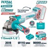 Углошлифмашина аккумуляторная TOTAL TAGLI271532