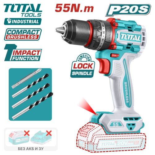 Дрель-шуруповерт ударная TOTAL TIDLI205581