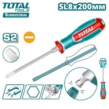 Отвертка шлицевая SL8x200мм TOTAL TGTSL8200