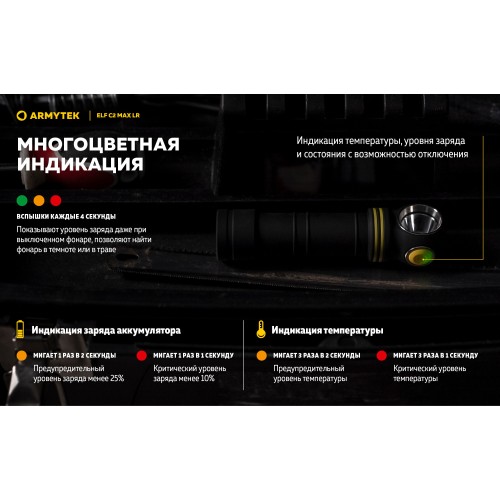 Фонарь Armytek Elf C2 Max LR USB-C Теплый