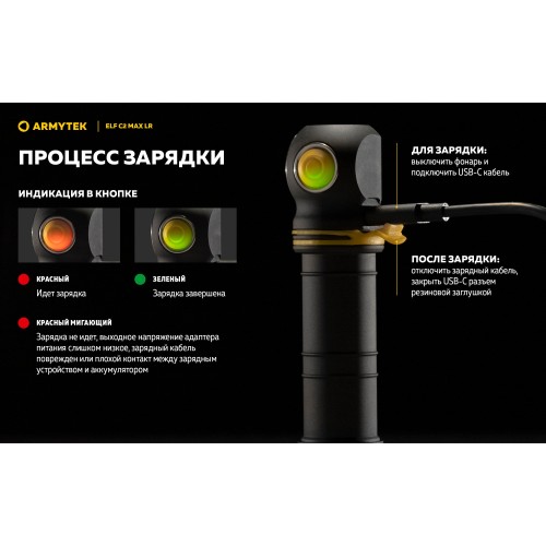 Фонарь Armytek Elf C2 Max LR USB-C Теплый