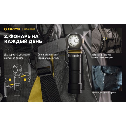 Фонарь Armytek Elf C2 Max LR USB-C Белый
