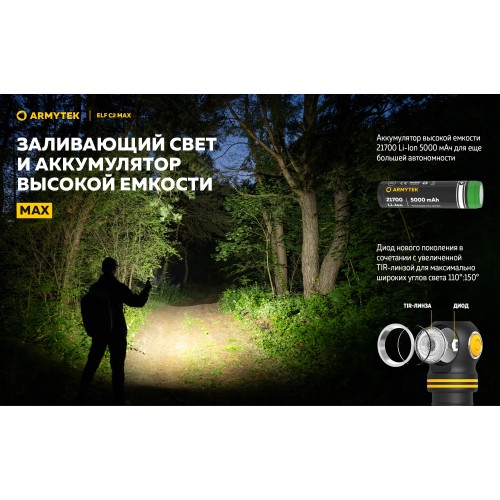 Фонарь Armytek Elf C2 Max USB-C Белый