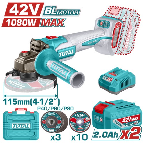 Углошлифмашина аккумуляторная TOTAL TAGLI4108112
