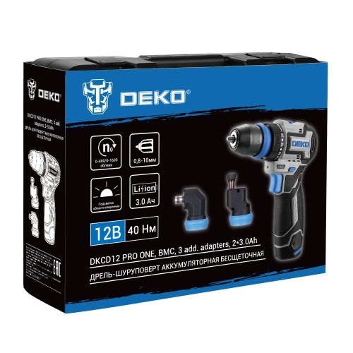 Дрель-шуруповерт аккумуляторная DEKO DKCD12 PRO ONE 085-1320