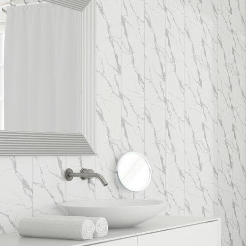 Панель ПВХ Stella Light Slim Мрамор Крестолла 671 / 2600х250х5 (15 шт./упак)