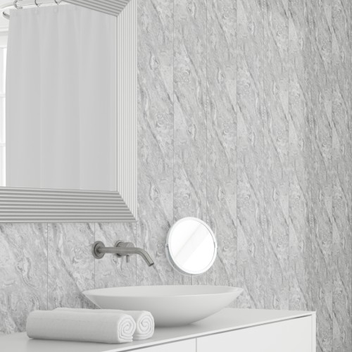 Панель ПВХ Stella Light Slim Мрамор Сантьяго 672 / 2600х250х5 (15 шт./упак)