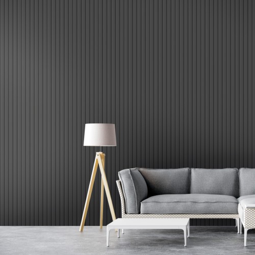 Панель Стеновая Реечная МДФ Stella Beats De Luxe Black Lead 2700x119x16 (4шт.упак.)