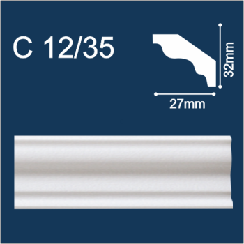 Плинтус потолочный Solid С12/35, белый, 27×32×2000 мм