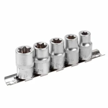 Набор головок Е-профиль 5пр. 1/2''(E12,E14,E16,E18,E20), на планке