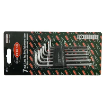 Набор ключей TORX Г-образных длинных с отверстием 7пр.(Т10Н,Т15Н,Т20Н,Т25Н,Т27Н,Т30Н,Т40Н) в пластиковом держателе
