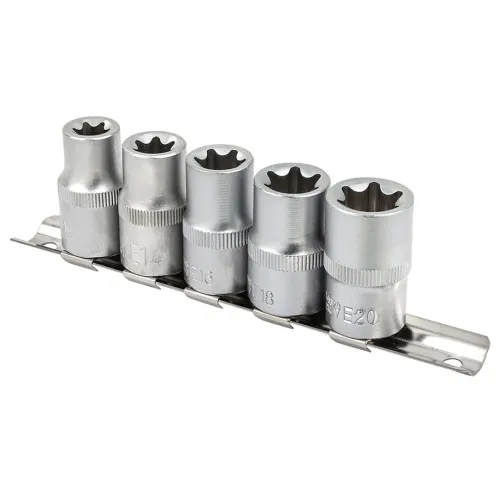 Набор головок Е-профиль 5пр. 1/2''(E12,E14,E16,E18,E20), на планке