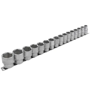 Набор головок 16пр. 1/2''6гр.(10-19,21,22,24,27,30,32мм), на планке