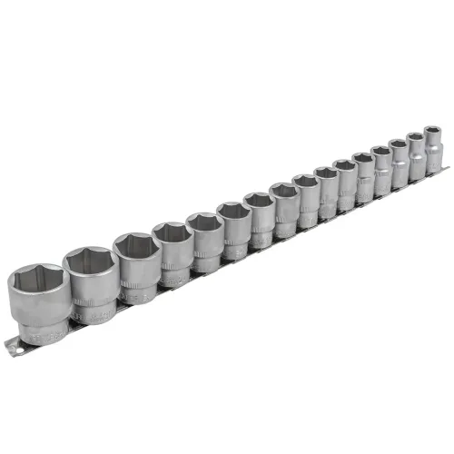 Набор головок 16пр. 1/2''6гр.(10-19,21,22,24,27,30,32мм), на планке