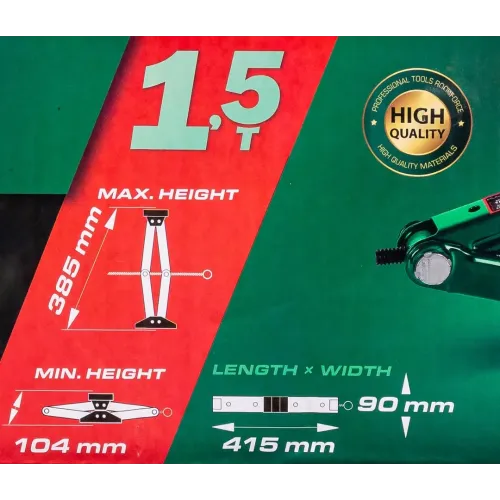 Домкрат механический ''ромб''1.5т (h min 104мм, h max 385мм, L-415мм)
