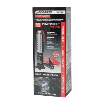 Фонарь светодиодный аккумуляторный с накопителем и функцией пуска а/м(12V,12000mAH,400Amp,480/60Lumen-бок/торц.свет,водонепр.IP54, магит,инд. зарядки)
