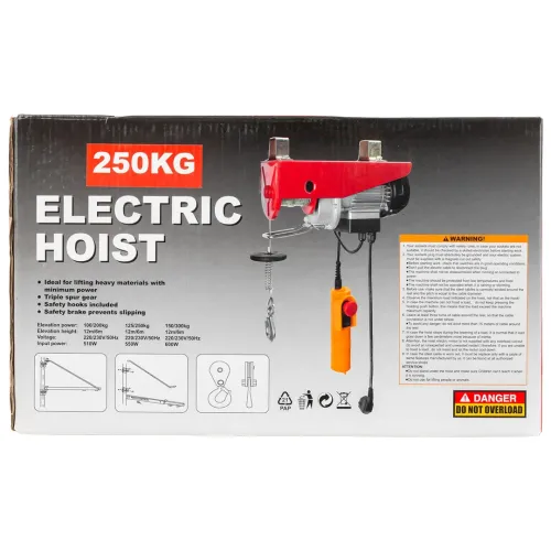 Таль подвесная 250/500 кг (220V, 1000W, высота подъема: 250кг - 12м, 500кг - 6м)