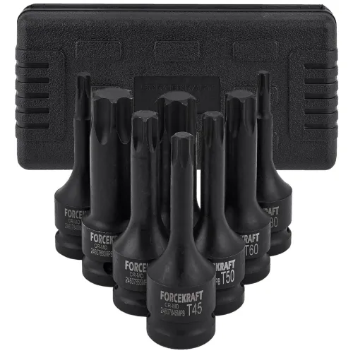 Набор головок-бит TORX ударных 8пр.,1/2''(T30, T40, T45, T50, T55, T60, T70, T80), в кейсе