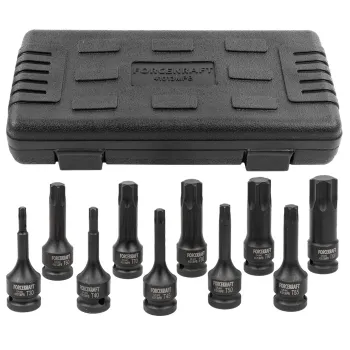 Набор головок-бит TORX ударных 10пр.,1/2''(T30, T40, T45, T50, T55, T60, T70, T80, T90, T100), в кейсе